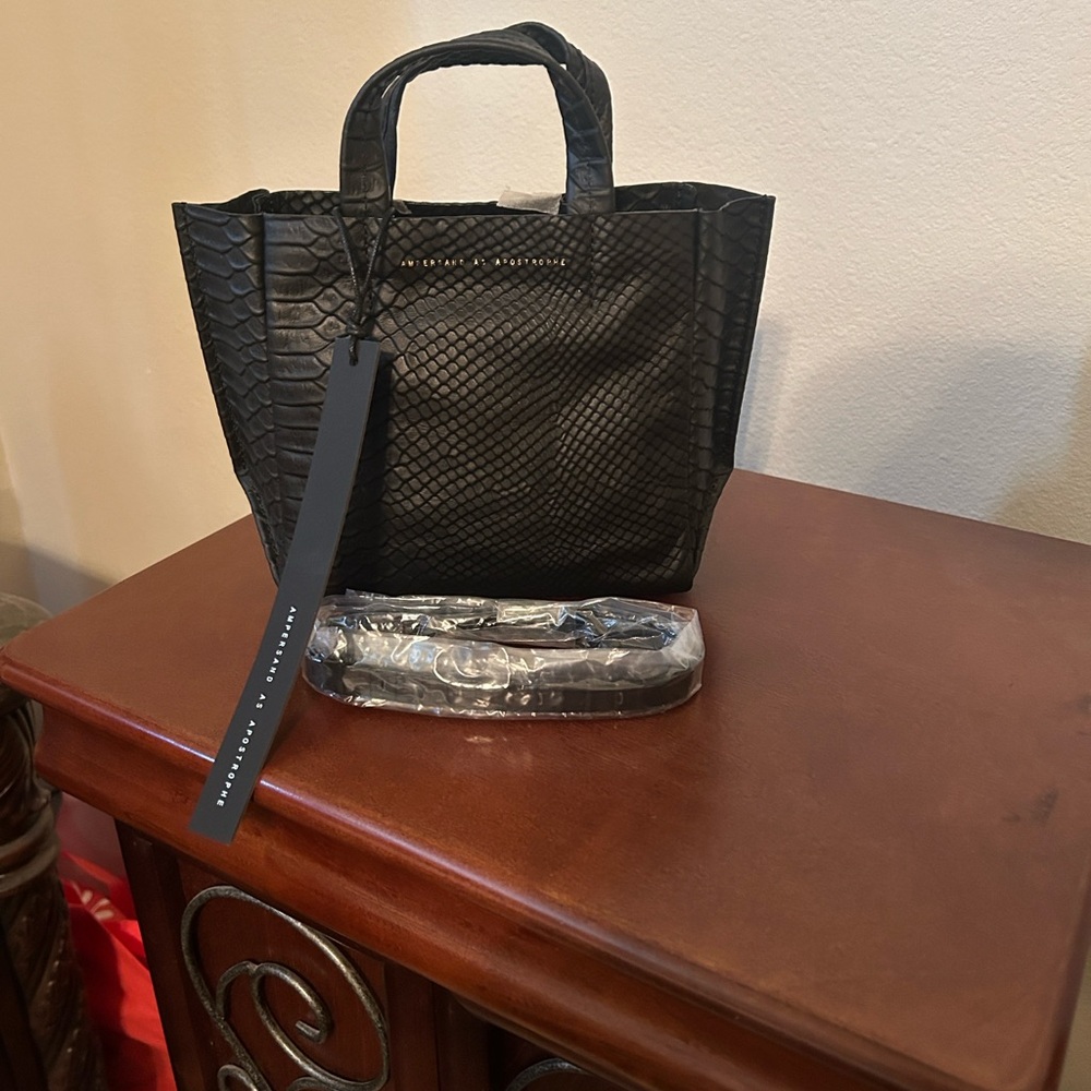 Black Python Textured Women's Handbag